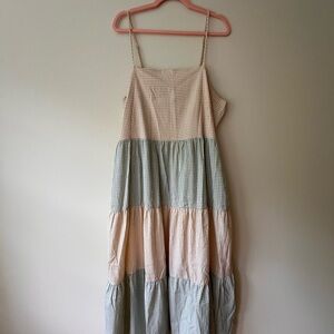 Lisa Says Gah Cream Green Maxi Sundress